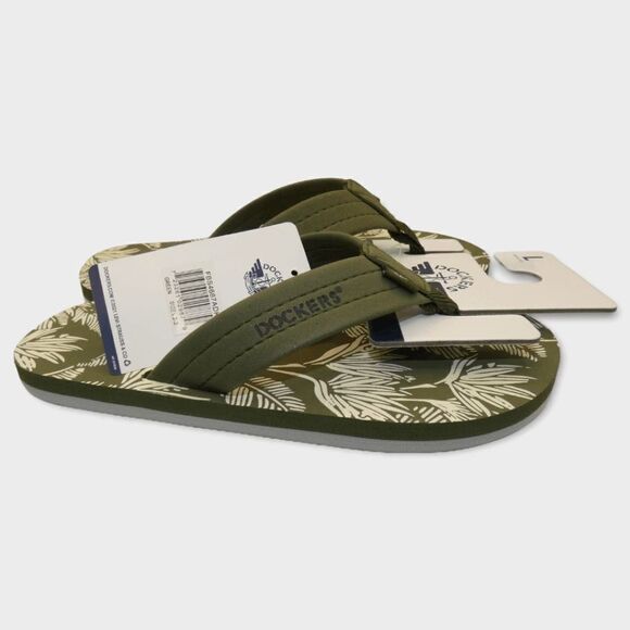 Docker's Premium Kids Palm Print Green Sandals L 2/3 - Picture 4 of 10